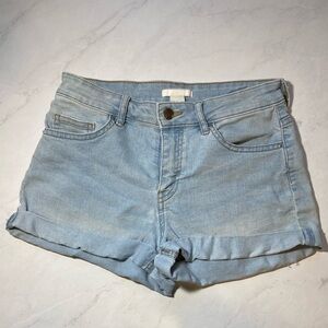 H&M Boyfriend Jean Shorts Light Wash Stretch Mid-Rise